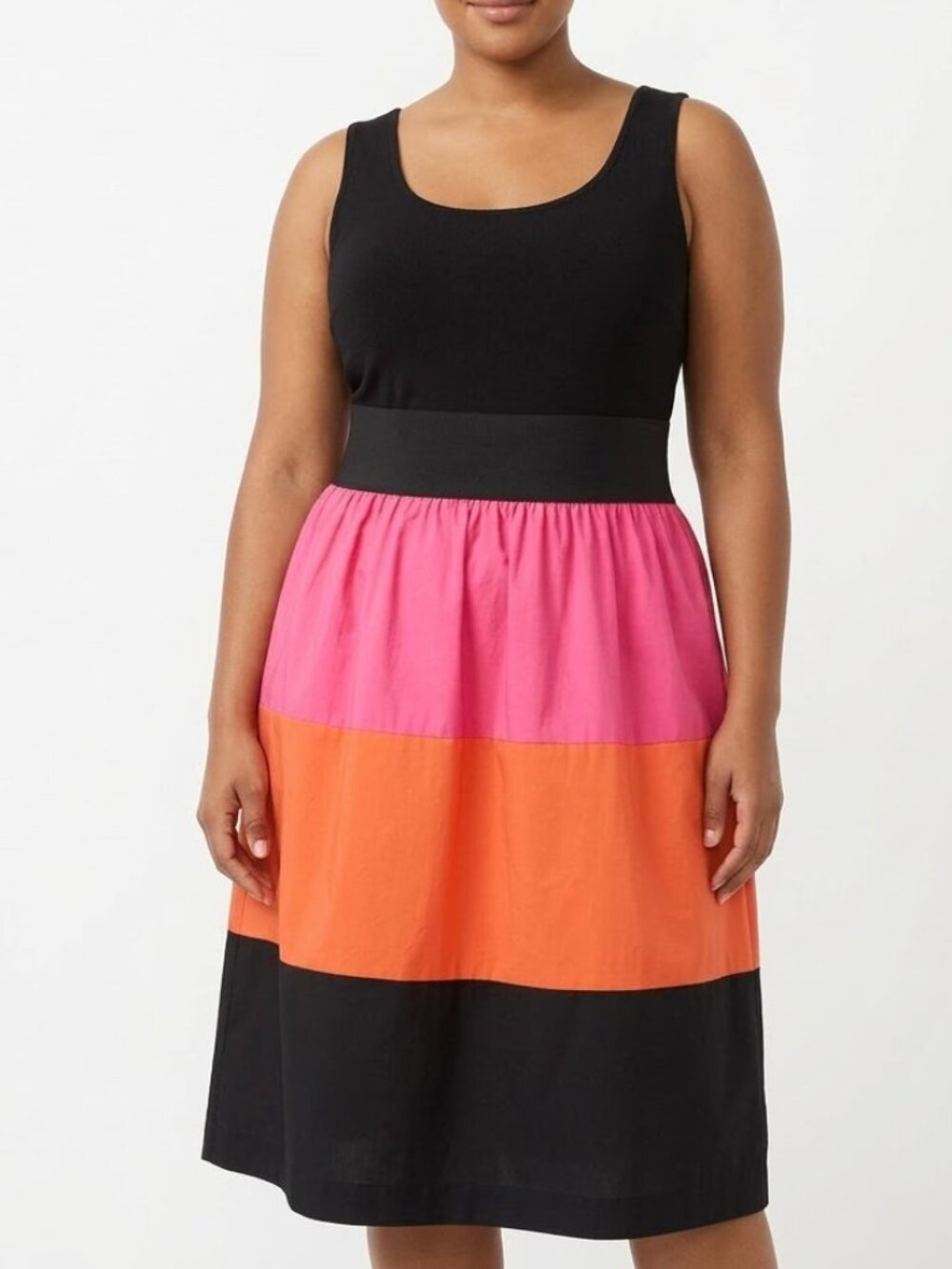 VINTAGE FASHION BUG Colorblock Mod Midi Dress Sz 18